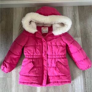 Girls 5T Jumping Beans Pink Fleece Jacket with Faux Fur
